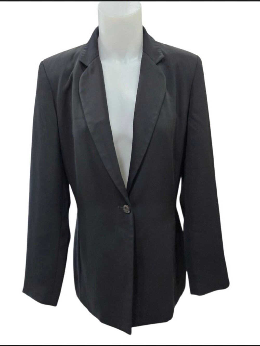 VTG Harve Bernard Black Wool Blazer One Button Tapered 10 Holtzman Slenderizing